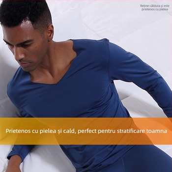 Lenjerie termică fără sudură pentru bărbați, top cu guler în V, iarnă, slim-fit, căptușit cu fleece, cămașă subțire strâmtă, haine de toamnă, pulover din bumbac