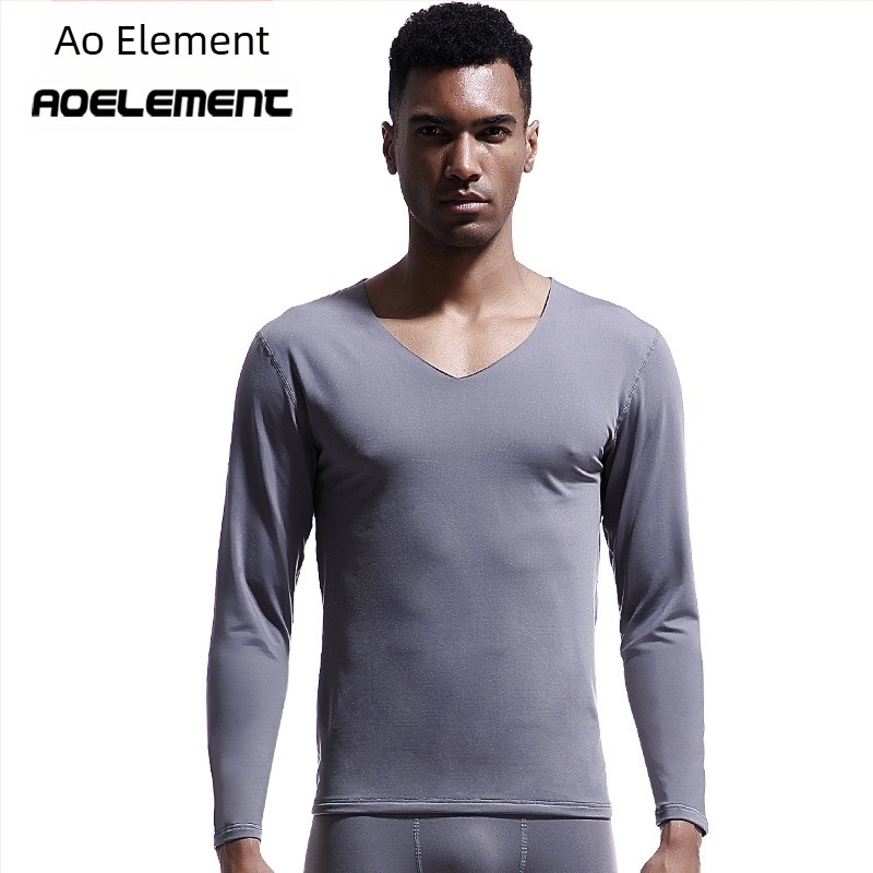 Lenjerie termică fără sudură pentru bărbați, top cu guler în V, iarnă, slim-fit, căptușit cu fleece, cămașă subțire strâmtă, haine de toamnă, pulover din bumbac