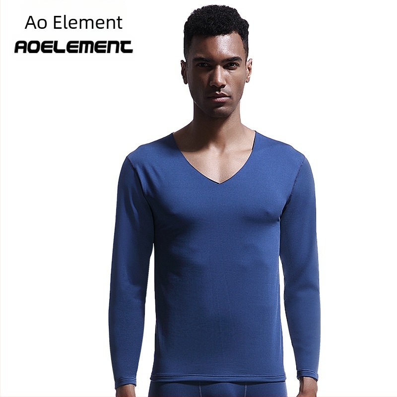 Lenjerie termică fără sudură pentru bărbați, top cu guler în V, iarnă, slim-fit, căptușit cu fleece, cămașă subțire strâmtă, haine de toamnă, pulover din bumbac