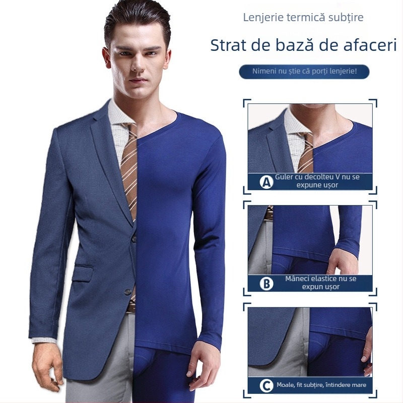 Lenjerie termică pentru bărbați, top cu mânecă lungă, strâmt, cu guler în V, toamnă și iarnă, subțire, tricou de bază, haine de toamnă, tineri și de vârstă mijlocie, lenjerie de iarnă