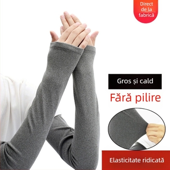 Manșon cald direct din fabrică pentru femei, toamna și iarna, căptușit cu fleece gros, pentru bărbați, manșon lung elastic, pentru braț rece, en-gros