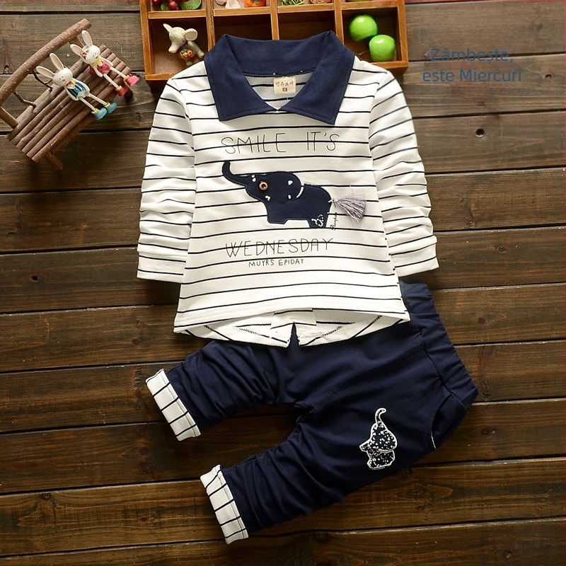 O generație de costume pentru copii, costum de toamnă pentru comerț exterior, costum de băieți, desene animate, pulover coreean, set din două piese