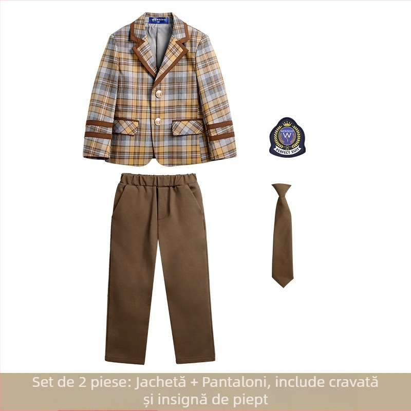 Haine de primăvară și toamnă pentru elevi de școală elementară, uniformă școlară în stil britanic, grădiniță, haine de grădină pentru copii, costum în carouri, costum cu fustă