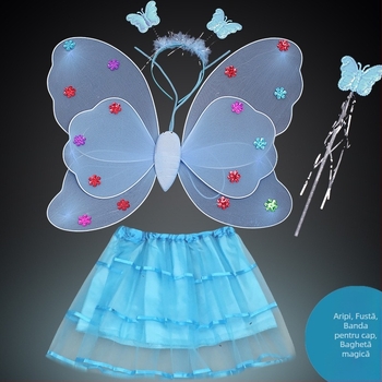 Îmbrăcăminte de performanță pentru copii, grădiniță, rochie de performanță prințesă, costum din patru piese, aripi de înger fluture