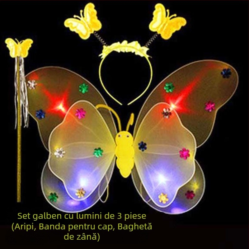 Îmbrăcăminte de performanță pentru copii, grădiniță, rochie de performanță prințesă, costum din patru piese, aripi de înger fluture