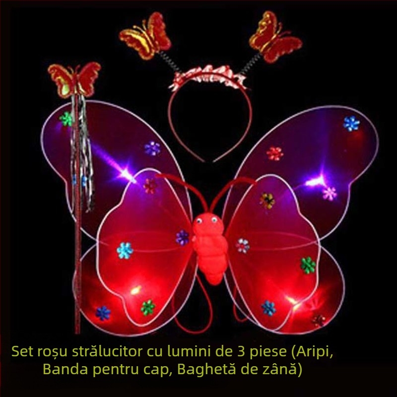 Îmbrăcăminte de performanță pentru copii, grădiniță, rochie de performanță prințesă, costum din patru piese, aripi de înger fluture