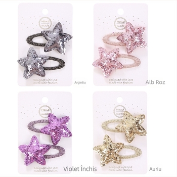 Stil coreean nou copii pălării rupte agrafe bebeluși băieți și fete drăguț paiete mare pentagonal stele BB clip breton margine clip