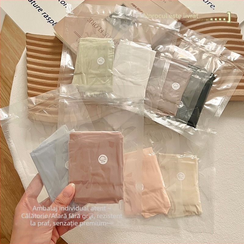 Chiloți de mătase translucidă Ice Silk, ambalați în vid, pentru femei, mască bacteriostatică Naked 7A, pantaloni confortabili cu talie medie