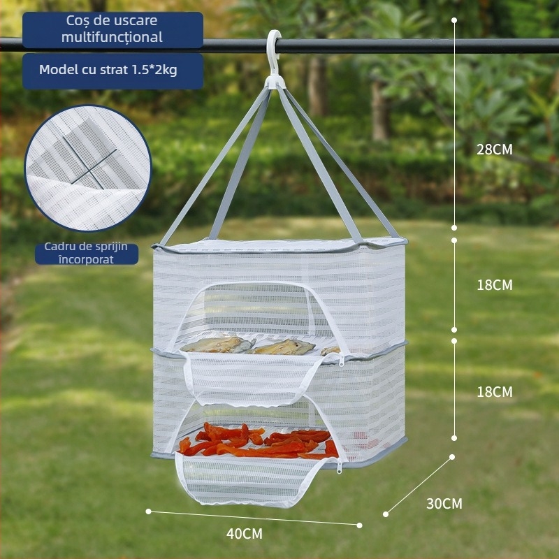 Plasă anti-fly pentru pește uscat, plasă pentru produse uscate, coș de uscare pentru balcon, coș de uscare pentru alimente, raft pentru alimente, coș de uscare pentru alimente