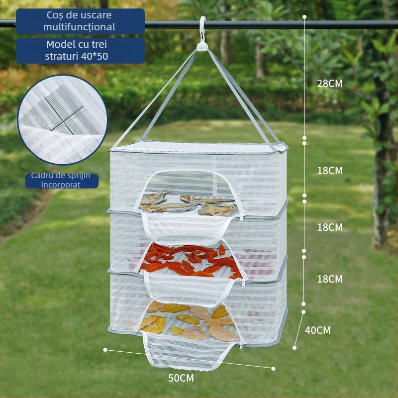 Plasă anti-fly pentru pește uscat, plasă pentru produse uscate, coș de uscare pentru balcon, coș de uscare pentru alimente, raft pentru alimente, coș de uscare pentru alimente