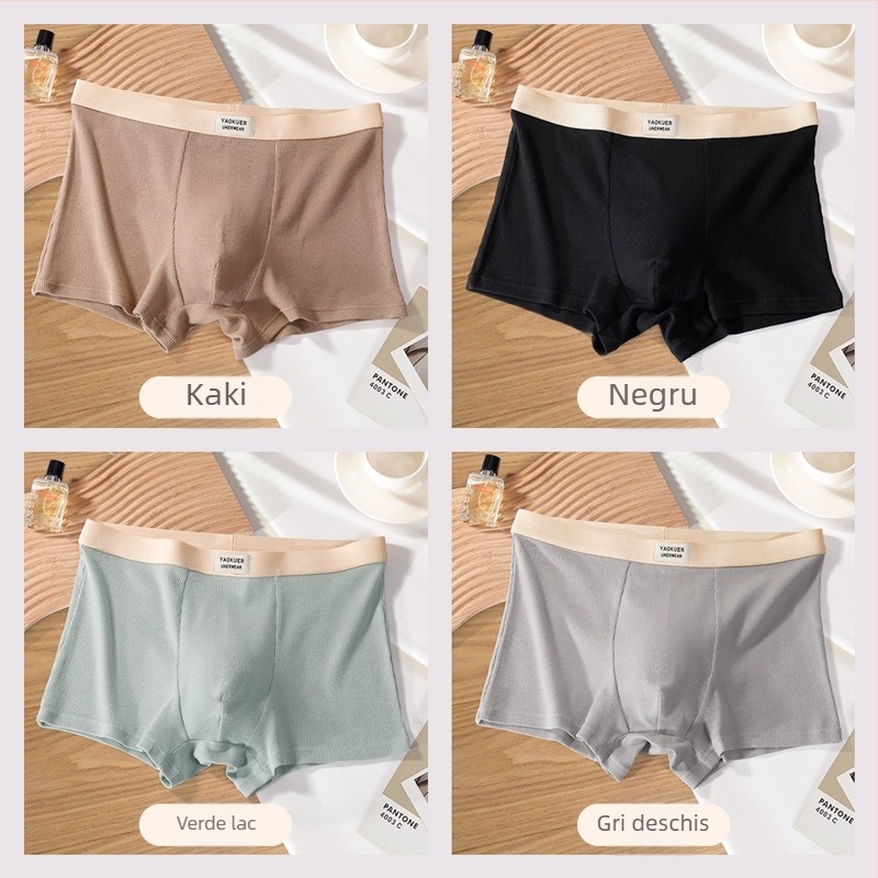 Lenjerie intimă bărbătească, bumbac pur 7A, fir antibacterian pentru zona inghinală, talie medie, uscare rapidă, lejer, confortabil, respirabil