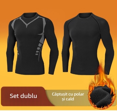 Costum de lenjerie termică de catifea pentru bărbați, de iarnă, căptușit cu fleece, îngroșat, rezistent la frig, sport, haine strâmte de toamnă, pantaloni lungi