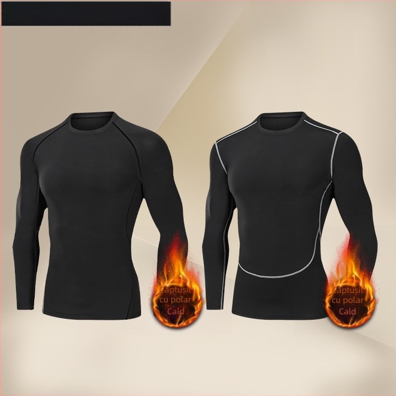 Costum de lenjerie termică de catifea pentru bărbați, de iarnă, căptușit cu fleece, îngroșat, rezistent la frig, sport, haine strâmte de toamnă, pantaloni lungi