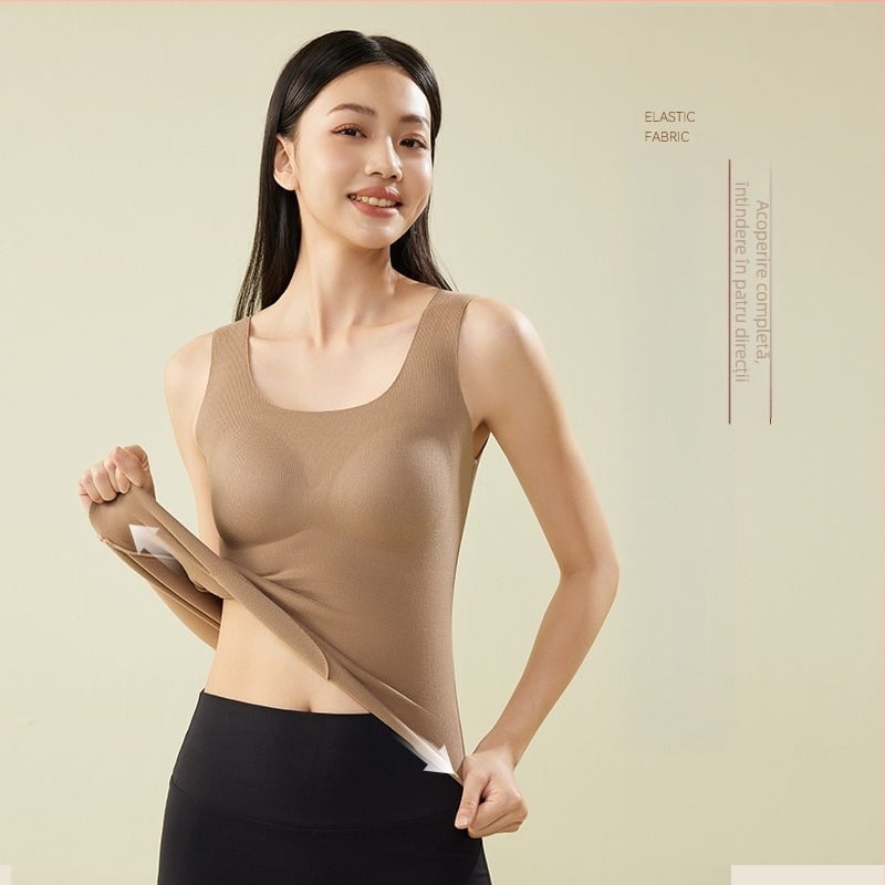 A58 Toamna și iarna Nouă Vestă termică pentru femei, non-marking, cu pernă de piept, sutien fără uzură, lenjerie dintr-o singură piesă, lenjerie interioară și exterioară, top