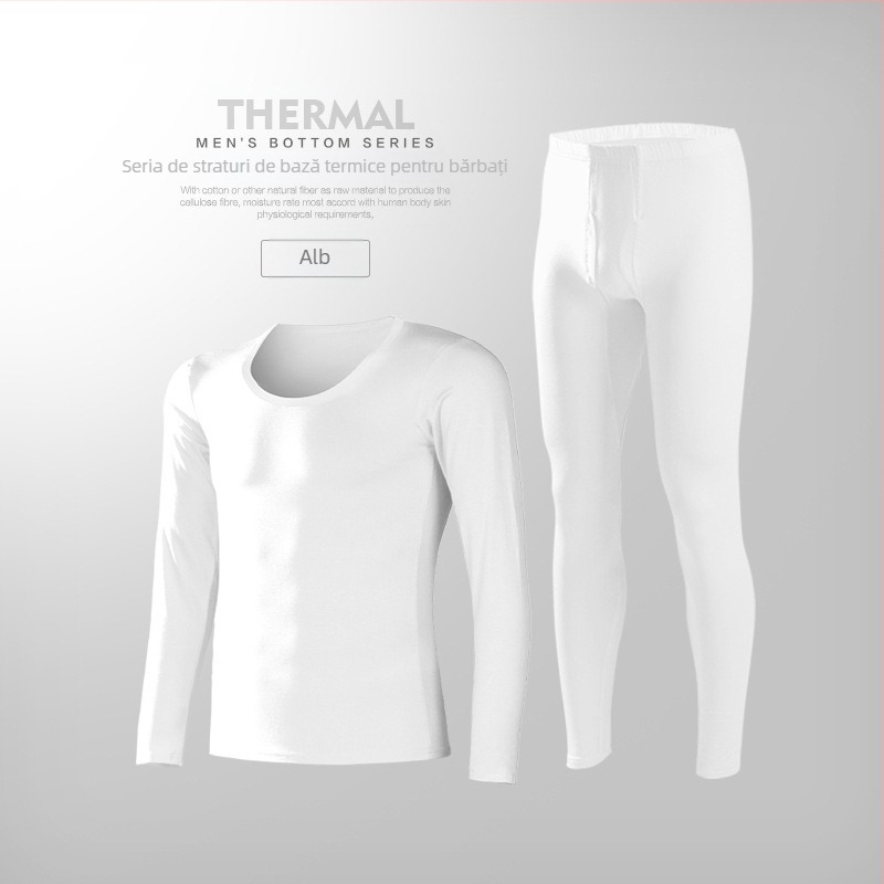 Set de lenjerie termică modală pentru bărbați, haine și pantaloni subțiri de toamnă, slim fit, culoare solidă, bază ultra-subțire pentru tineri