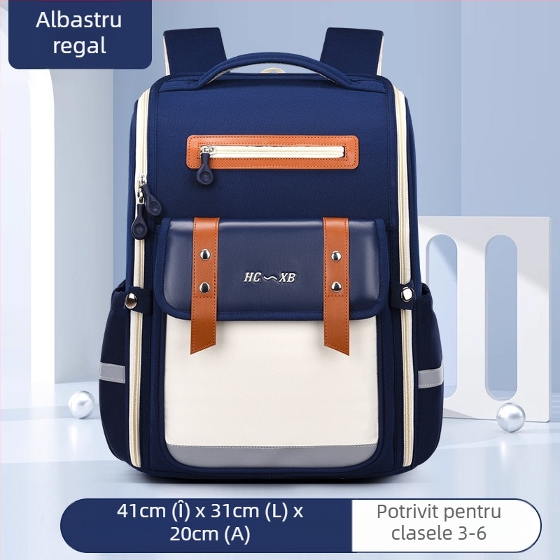 Ghiozdan școlar nou în stil britanic pentru elevii de școală primară, clasele 1-6, pentru copii, cu protecție a coloanei vertebrale, imprimare, geantă spațială, rucsac de mare capacitate