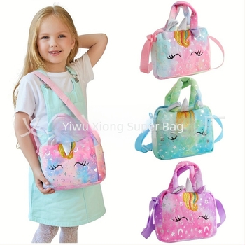 Geantă de mână mini cu unicorn drăguț, broderie aleatorie colorată, vopsită în culoarea Tie-Dye, crossbody, portabilă, cu dublă utilizare
