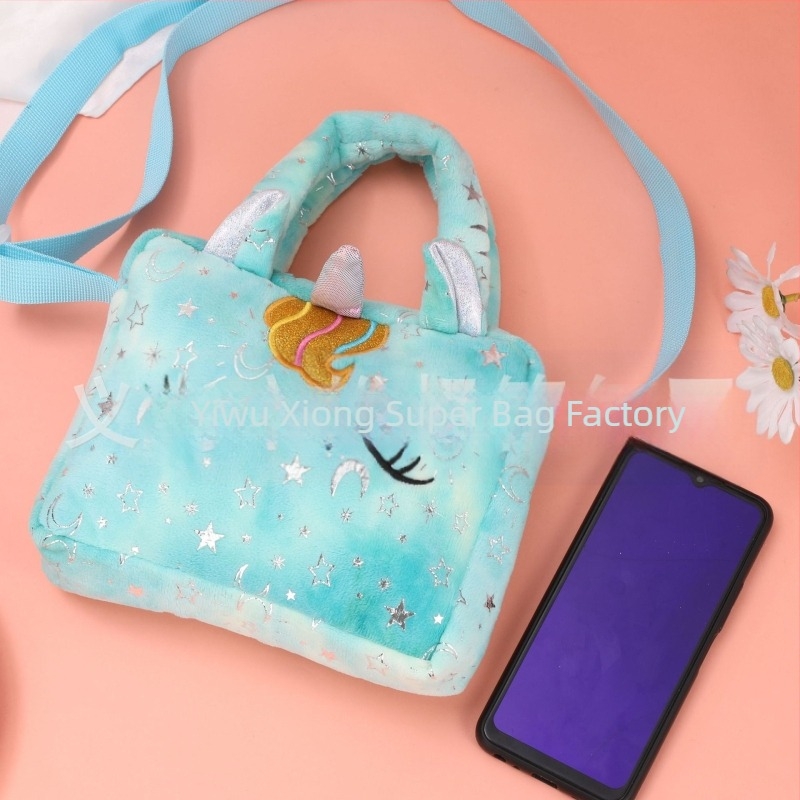 Geantă de mână mini cu unicorn drăguț, broderie aleatorie colorată, vopsită în culoarea Tie-Dye, crossbody, portabilă, cu dublă utilizare