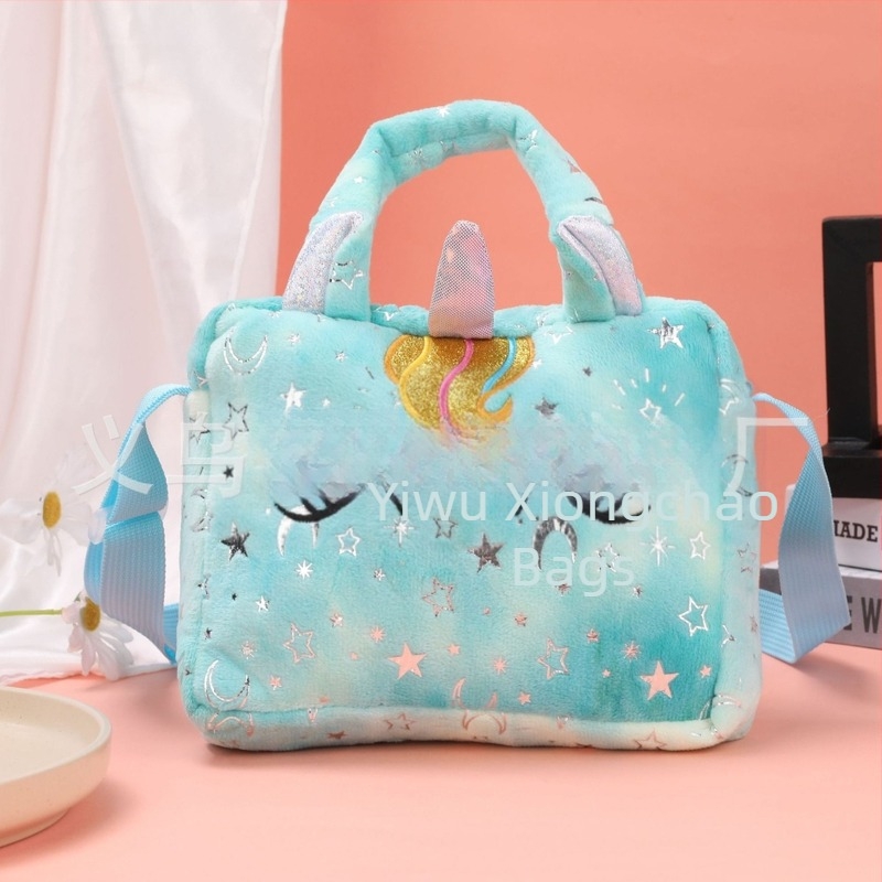 Geantă de mână mini cu unicorn drăguț, broderie aleatorie colorată, vopsită în culoarea Tie-Dye, crossbody, portabilă, cu dublă utilizare