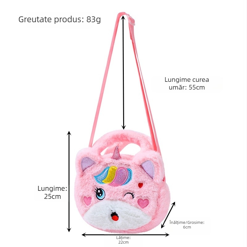 Femeii geantă de pluș unicorn Crossbody bag drăguț moda umăr geantă cosmetice telefon mobil depozitare geantă monede portofel