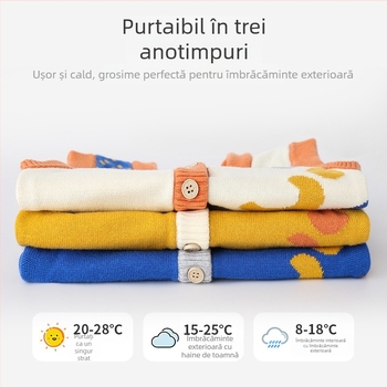 Vestă tricotată din bumbac pur și moale pentru copii, stil K, categorie de îmbrăcăminte de exterior de toamnă pentru copii, cardigan