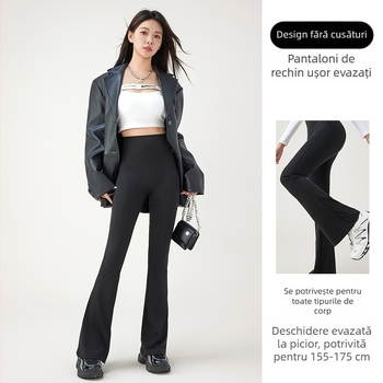 Pantaloni de yoga subțiri, ușor evazați, din mătase de gheață, stil subțire, pentru femei, îmbrăcăminte de vară, talie înaltă, evazați