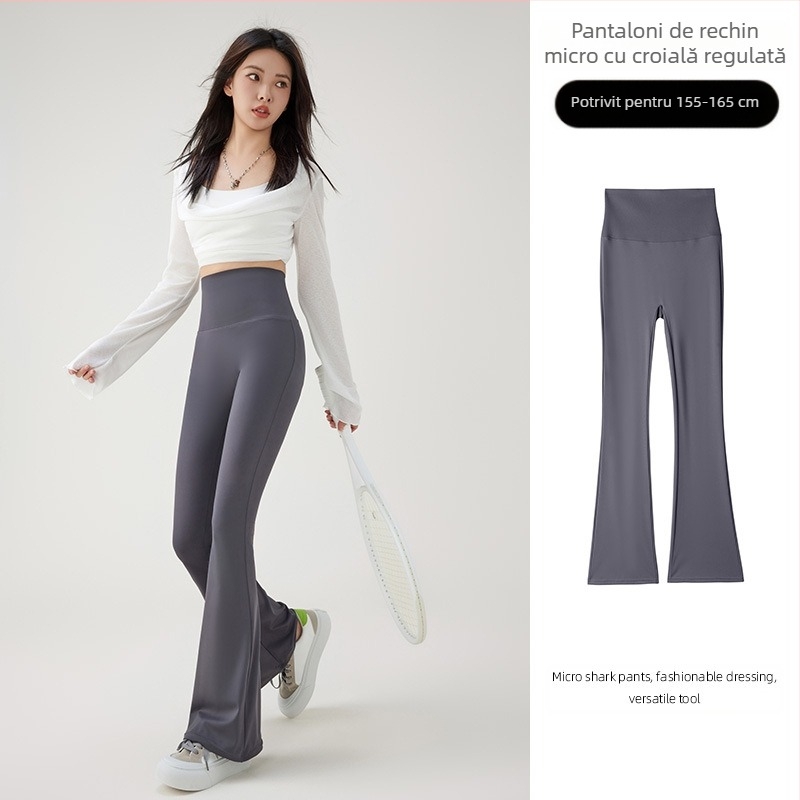 Pantaloni de yoga subțiri, ușor evazați, din mătase de gheață, stil subțire, pentru femei, îmbrăcăminte de vară, talie înaltă, evazați