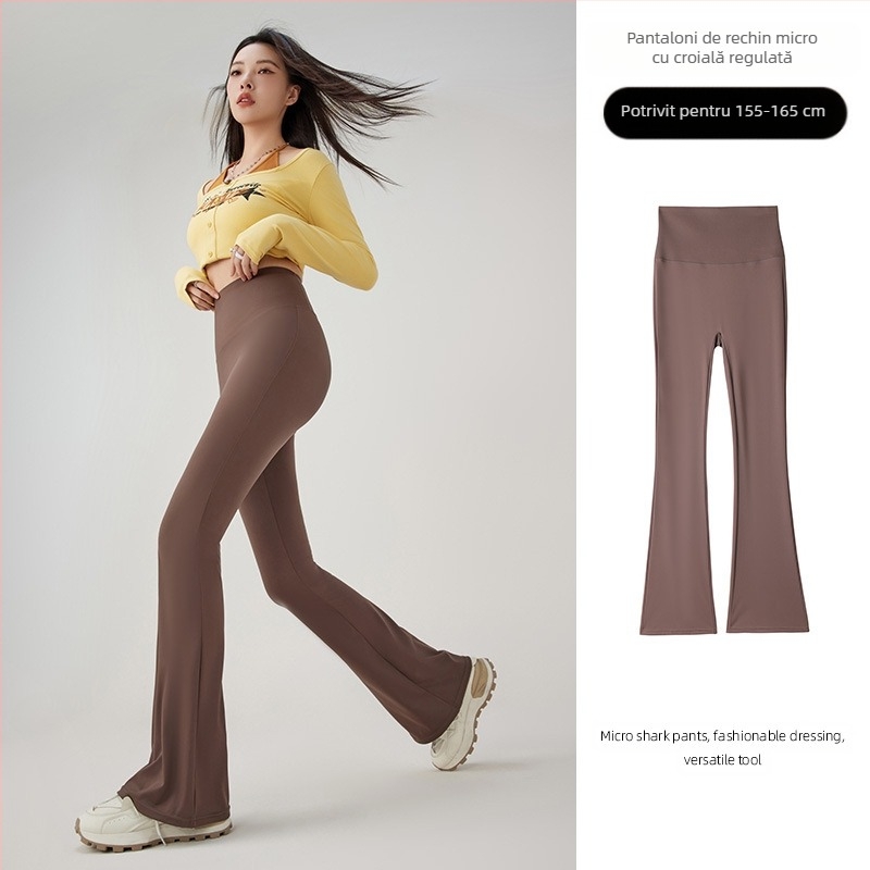 Pantaloni de yoga subțiri, ușor evazați, din mătase de gheață, stil subțire, pentru femei, îmbrăcăminte de vară, talie înaltă, evazați