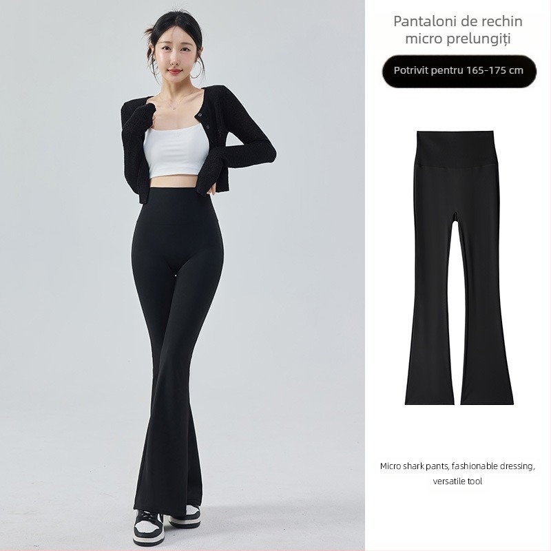 Pantaloni de yoga subțiri, ușor evazați, din mătase de gheață, stil subțire, pentru femei, îmbrăcăminte de vară, talie înaltă, evazați