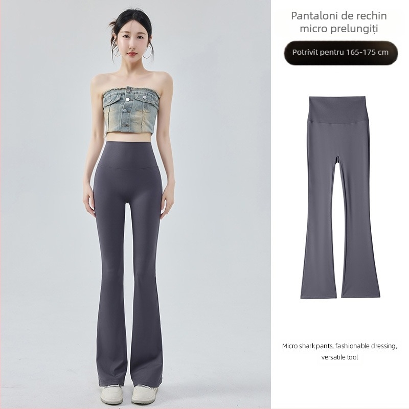 Pantaloni de yoga subțiri, ușor evazați, din mătase de gheață, stil subțire, pentru femei, îmbrăcăminte de vară, talie înaltă, evazați