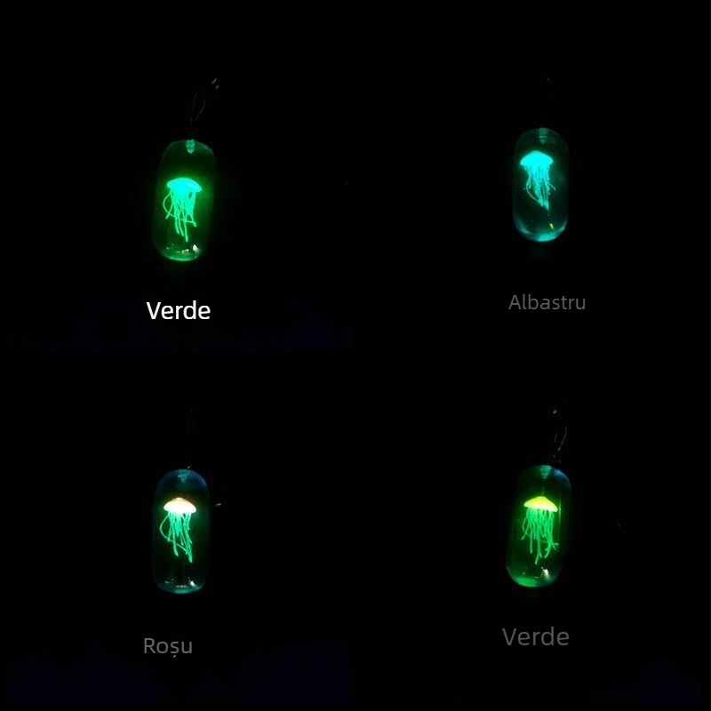 Explozii transfrontaliere meduze colier luminos rășină pandantiv luminos simplu geometric nișă bijuterii lucrate manual cuplu