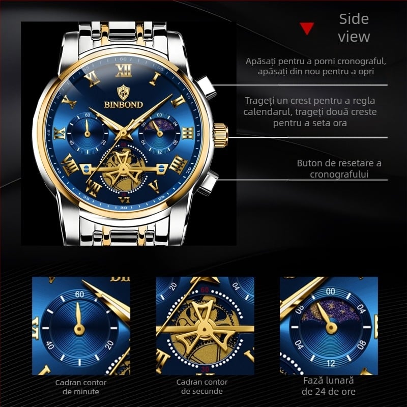 Ceasuri de marcă Binbang, producători en-gros, ceasuri cu cuarț transfrontaliere luminoase, goale, impermeabile, ceasuri bărbătești, ceasuri de comerț exterior pentru bărbați