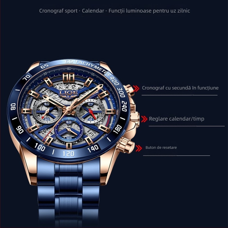 Ceas de afaceri cu cuarț multifuncțional cu cadran mare, temperament masculin, ceasuri interne de mare valoare, en-gros transfrontalier