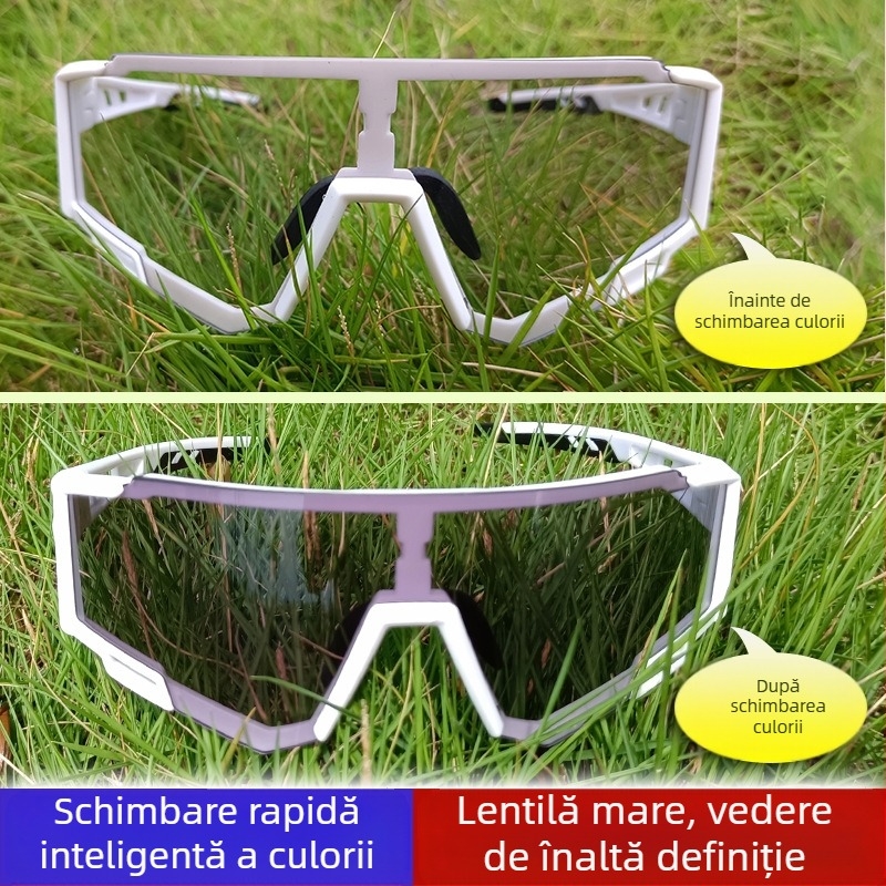 Ochelari de ciclism transfrontalieri, ochelari sport cu dublă utilizare, cu schimbare de culoare, pentru exterior, zi și noapte, ochelari polarizați rezistenți la UV pentru biciclete