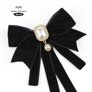 2024 Nou Black Tie pentru femei, guler cu fundă, floral, guler de cămașă, decorațiune cu panglică franceză, stil Academy, pin