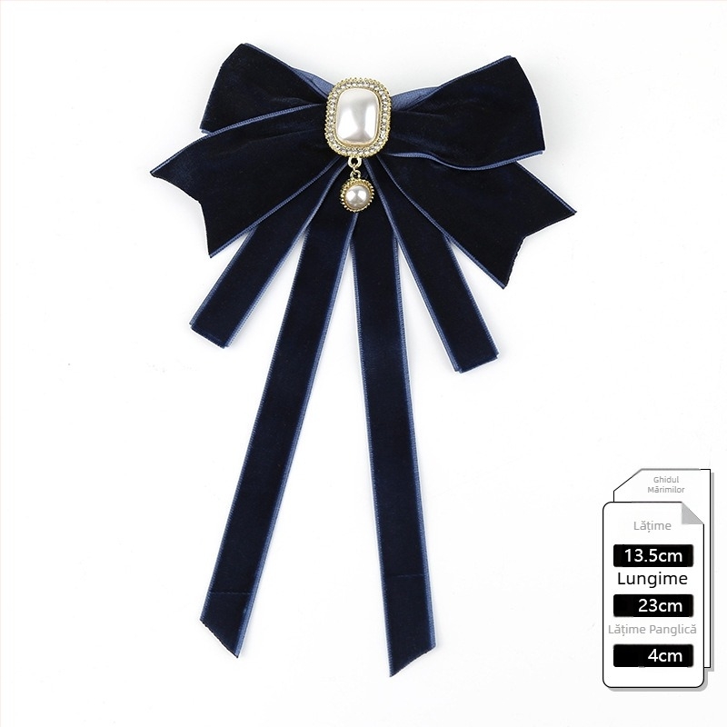 2024 Nou Black Tie pentru femei, guler cu fundă, floral, guler de cămașă, decorațiune cu panglică franceză, stil Academy, pin