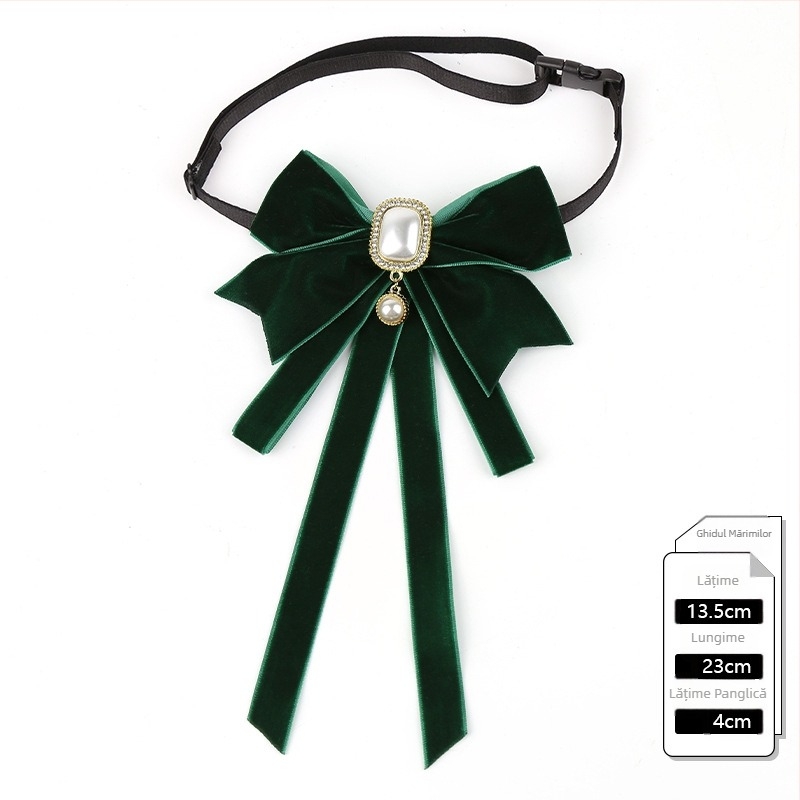 2024 Nou Black Tie pentru femei, guler cu fundă, floral, guler de cămașă, decorațiune cu panglică franceză, stil Academy, pin