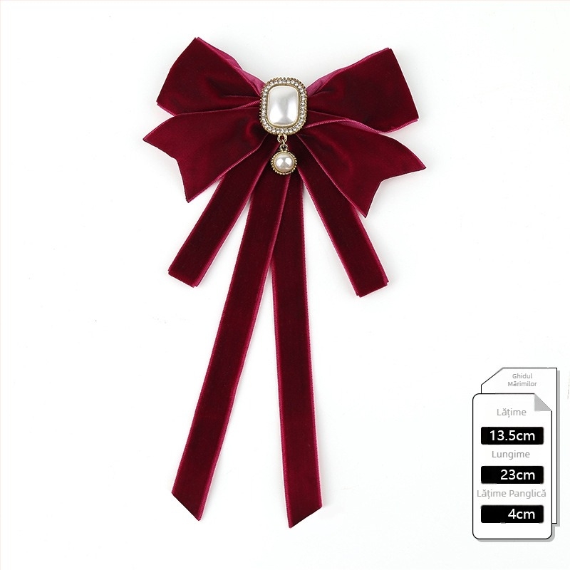 2024 Nou Black Tie pentru femei, guler cu fundă, floral, guler de cămașă, decorațiune cu panglică franceză, stil Academy, pin