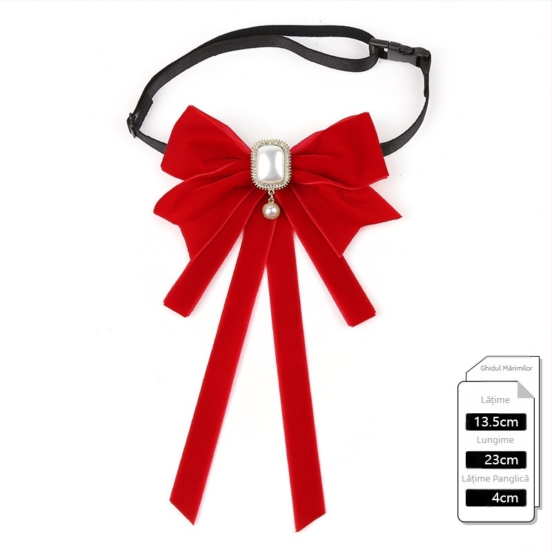 2024 Nou Black Tie pentru femei, guler cu fundă, floral, guler de cămașă, decorațiune cu panglică franceză, stil Academy, pin