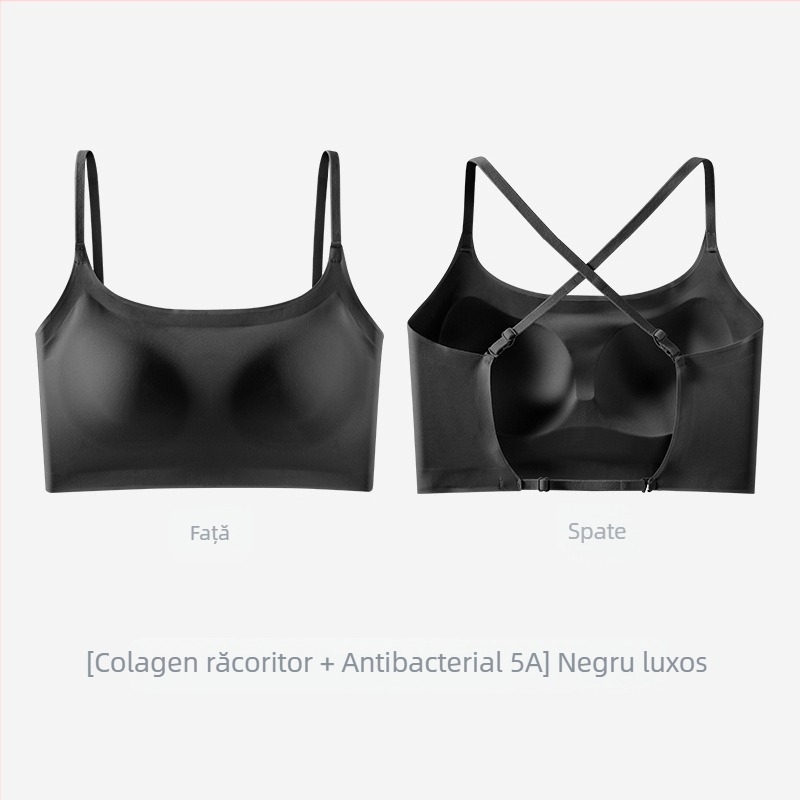 Sutien intim în formă de U pentru femei, cu spate frumos, în formă de mătase de gheață, vară, push-up pentru sâni mici, cu tampoane pentru sâni, vestă exterioară, all-in-one, fără sudură, mare, fără spate