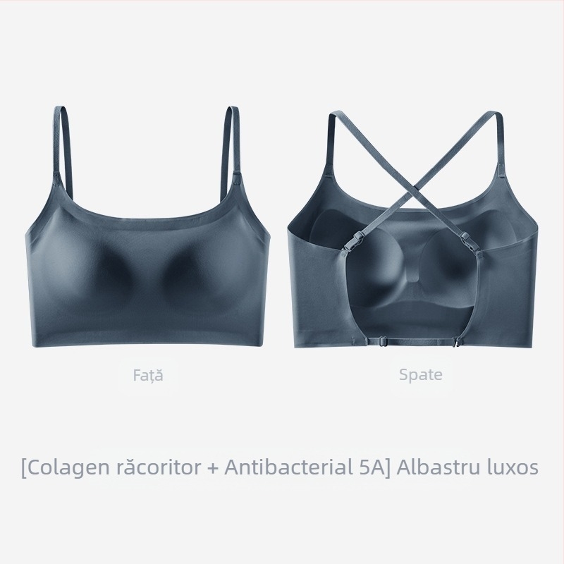 Sutien intim în formă de U pentru femei, cu spate frumos, în formă de mătase de gheață, vară, push-up pentru sâni mici, cu tampoane pentru sâni, vestă exterioară, all-in-one, fără sudură, mare, fără spate