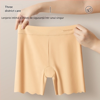 Pantaloni de siguranță pentru femei cu talie înaltă, de vară, cu bază de mătase glacială, mărime plus, fără cusături, anti-expunere, boxeri subțiri pentru femei