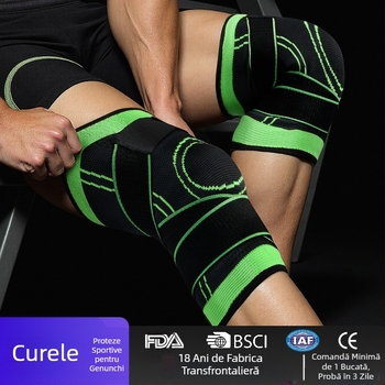 Genunchiere curea transfrontalieră sport vară coș fotbal fitness alergare subțire tricotate genunchiere husă înfășurare presurizată antiderapantă