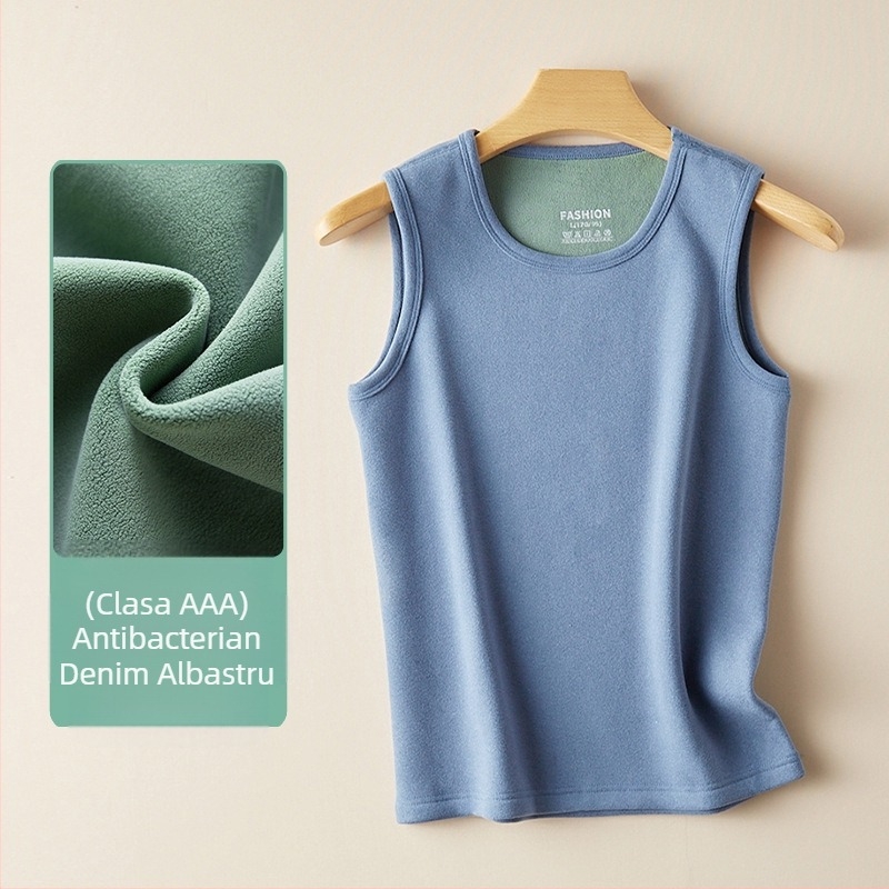 Vestă de iarnă antibacteriană din fleece polar pentru bărbați, casual, căptușită cu fleece, groasă și caldă, prietenoasă cu pielea, rezistentă la frig