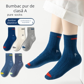 Șosete de toamnă și de iarnă pentru copii, până la jumătatea gambei, șosete la modă pentru copii, din bumbac pieptănat, absorbante de transpirație, șosete pentru studenți, șosete din bumbac, en-gros