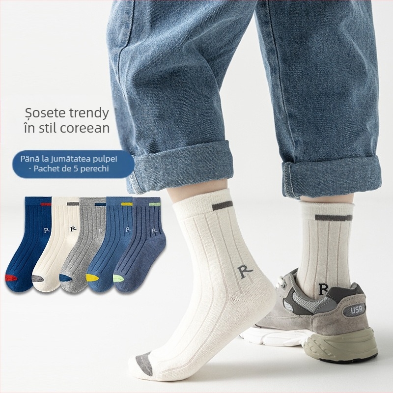 Șosete de toamnă și de iarnă pentru copii, până la jumătatea gambei, șosete la modă pentru copii, din bumbac pieptănat, absorbante de transpirație, șosete pentru studenți, șosete din bumbac, en-gros
