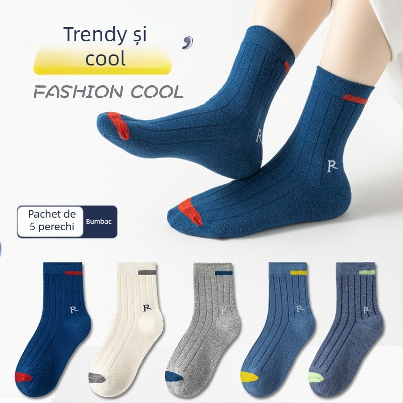 Șosete de toamnă și de iarnă pentru copii, până la jumătatea gambei, șosete la modă pentru copii, din bumbac pieptănat, absorbante de transpirație, șosete pentru studenți, șosete din bumbac, en-gros