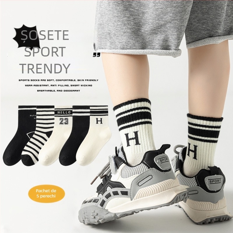 Șosete de toamnă și de iarnă pentru copii, până la jumătatea gambei, șosete la modă pentru copii, din bumbac pieptănat, absorbante de transpirație, șosete pentru studenți, șosete din bumbac, en-gros