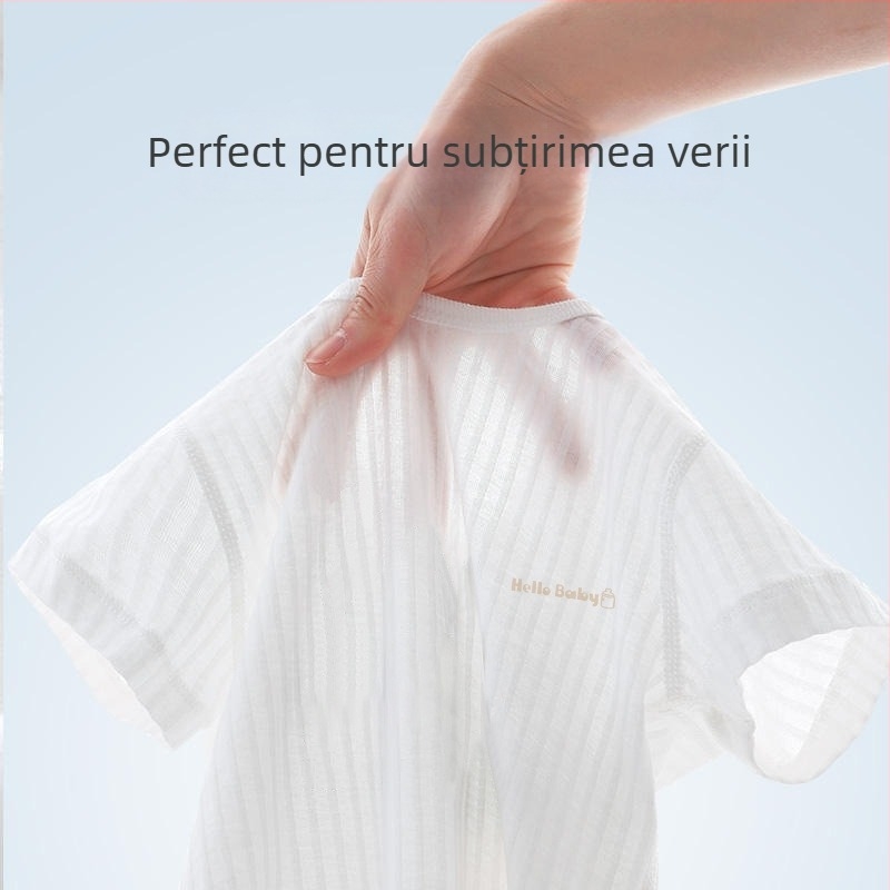 Costum de lenjerie intimă pentru copii, haine de vară cu aer condiționat, haine de casă, pijamale subțiri din jacquard din bumbac pur, costum pentru bărbați și femei, livrare dintr-o singură piesă