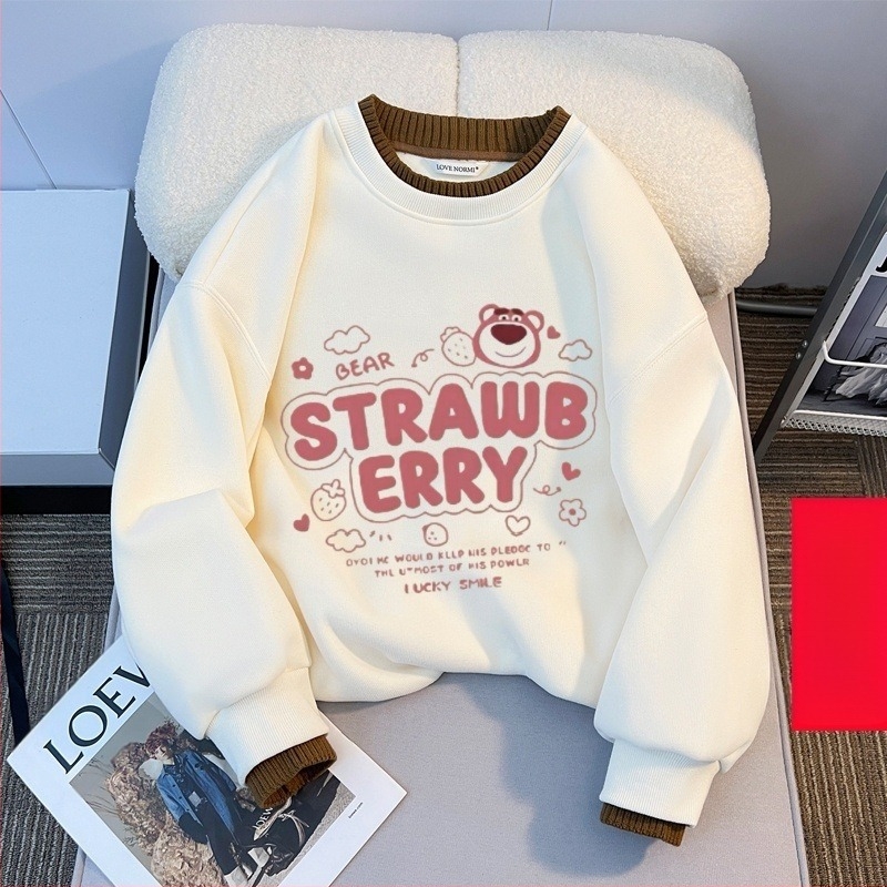 Pulover cu guler rotund și căptușit cu fleece pentru fete, toamna și iarna, pentru copii, stil western, lejer, cu guler din lână, cămașă de bază pentru fete de iarnă